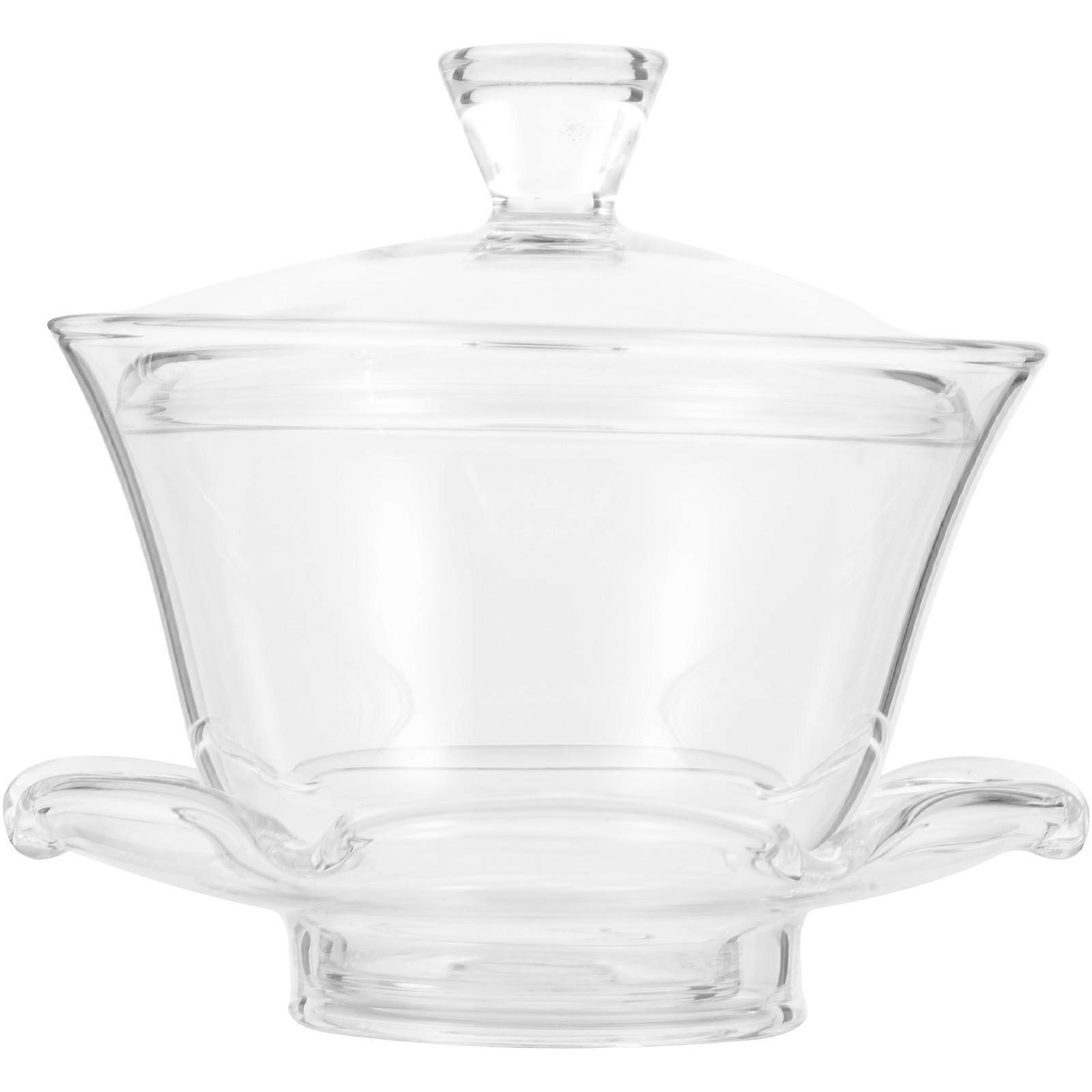 Glass Tea Cup with Lid for Home Use Classic Design Transparent 250ml