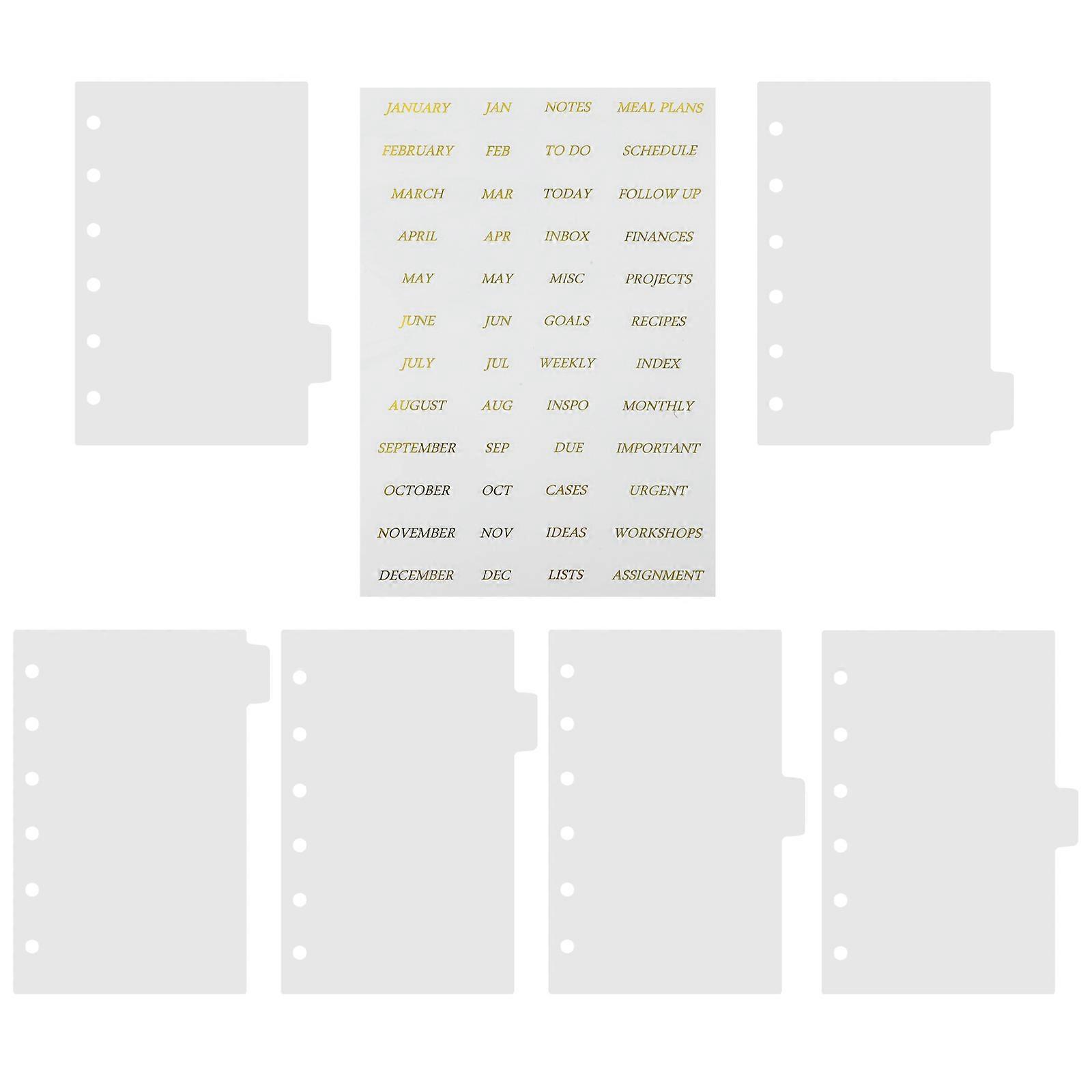 Mini Binder Dividers for Research and Reports Transparent PP Material Category Creation 1 Set
