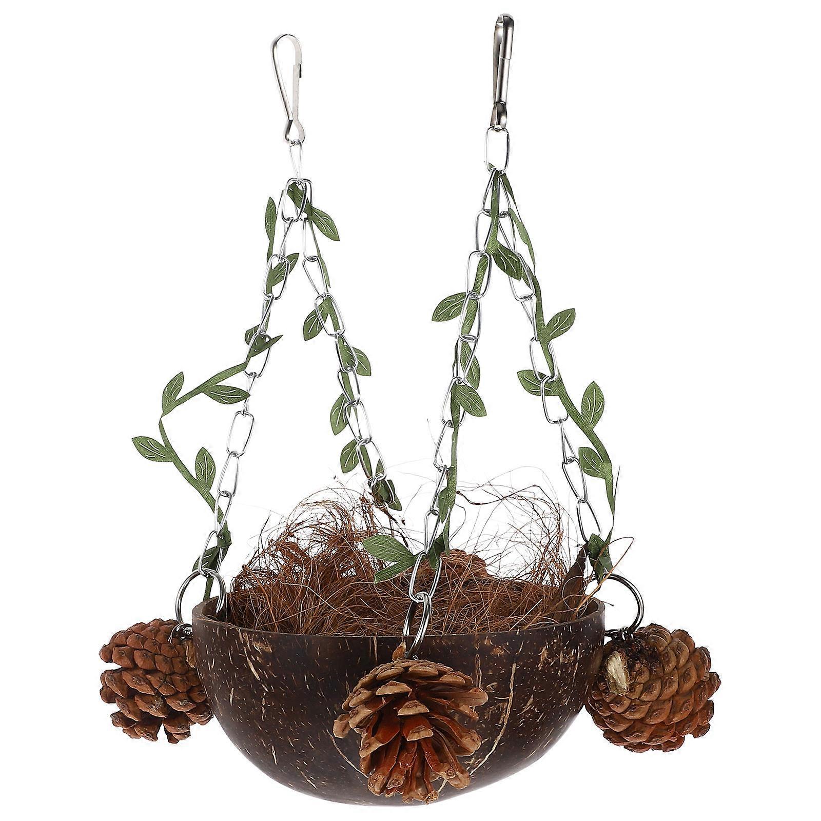 Bird Hammock for Parrots and Small Birds Brown Synthetic Material Comfortable Hanging Nest 10.5x10.5x8.5 Inches