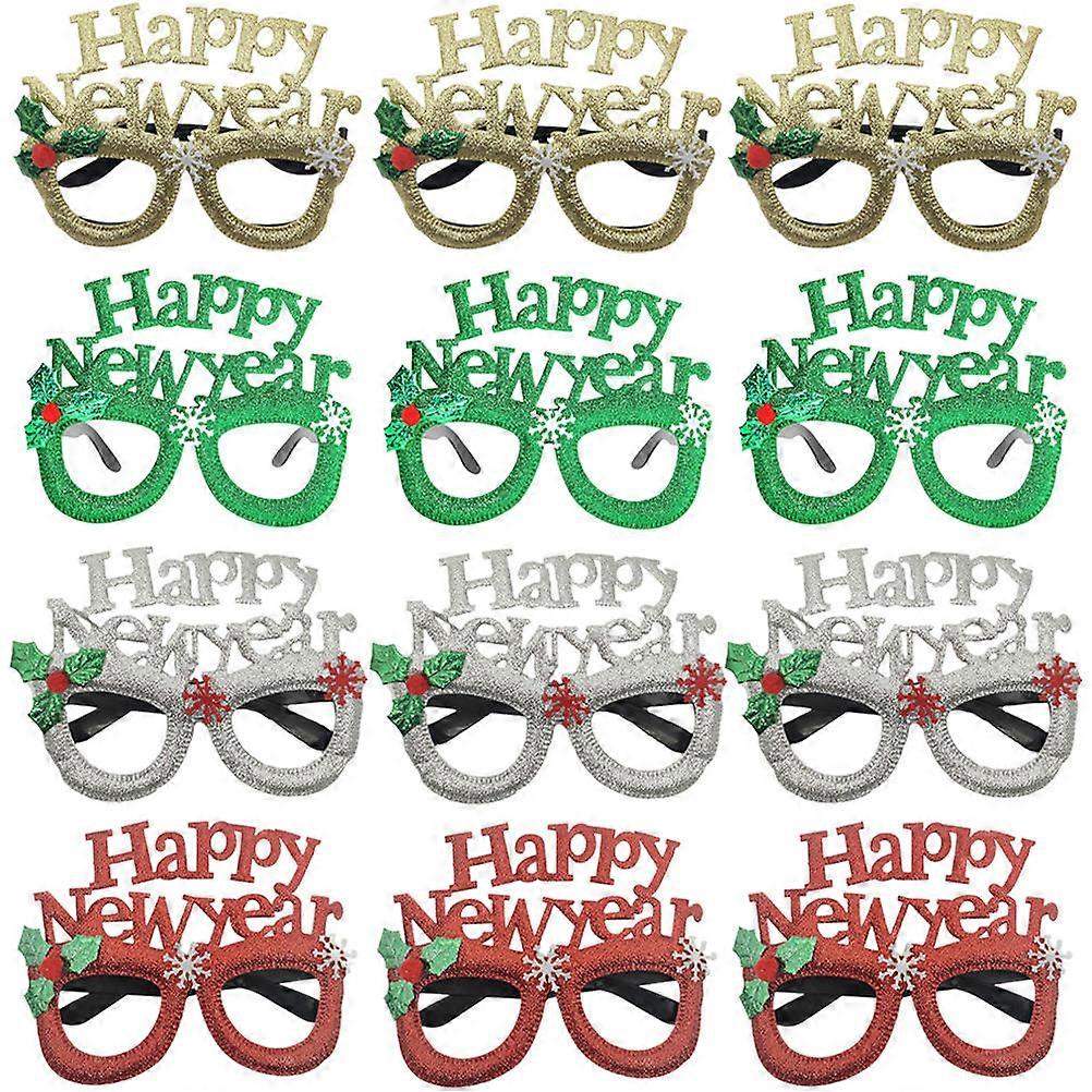 Photo Decorative Glasses Party Decorative Glasses New Year Party Silver Round Novelty Design 12 Pairs