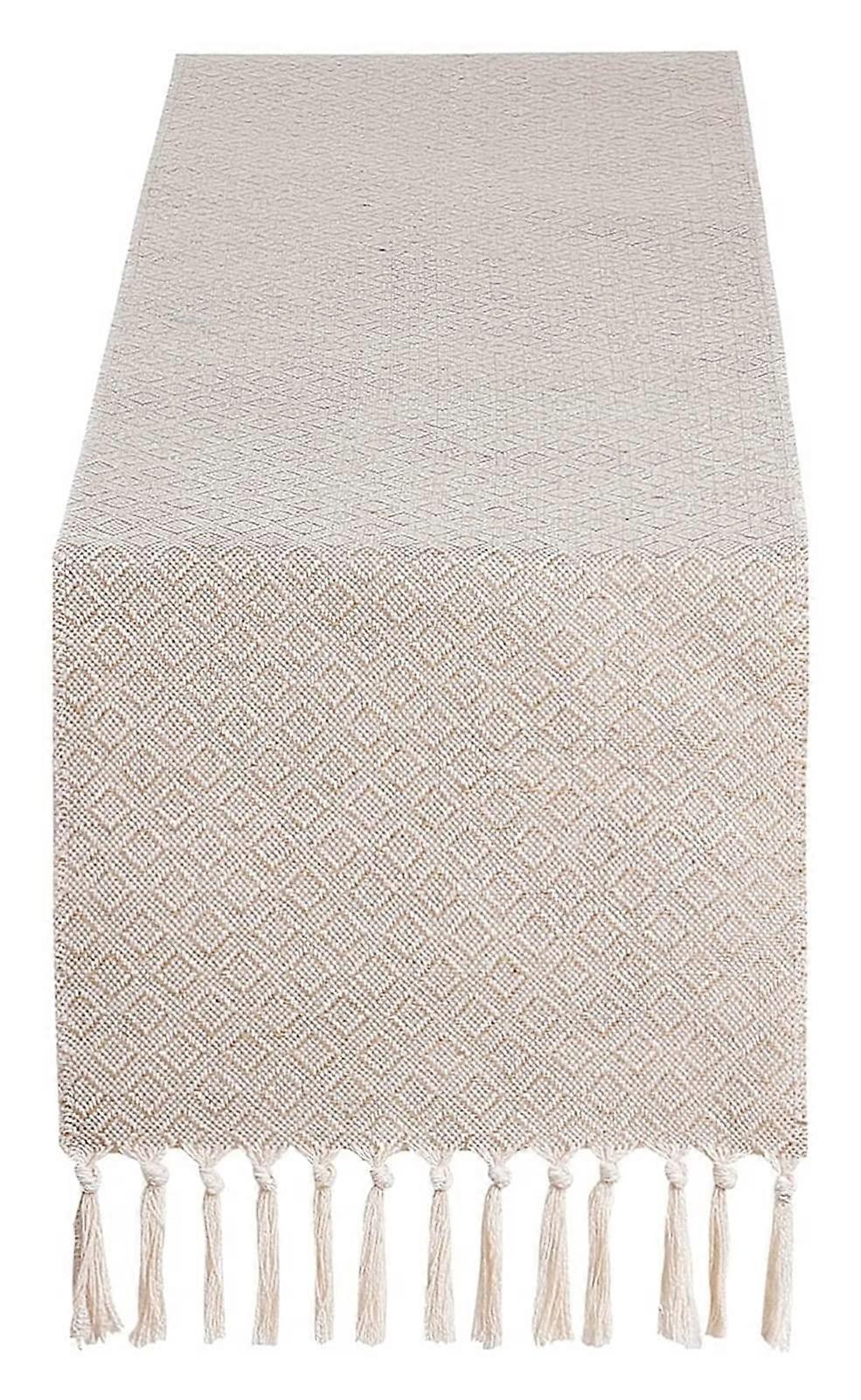 Rustic woven jute table runner in village style for dining room (32*275 Diamond Lattice)