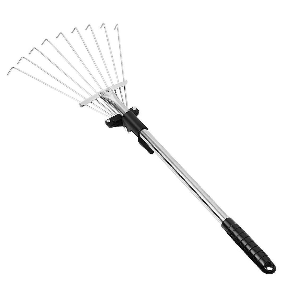 Adjustable Leaf Rake Garden Tool for Efficient Leaf Removal with Non-Slip Grip and Durable Construction
