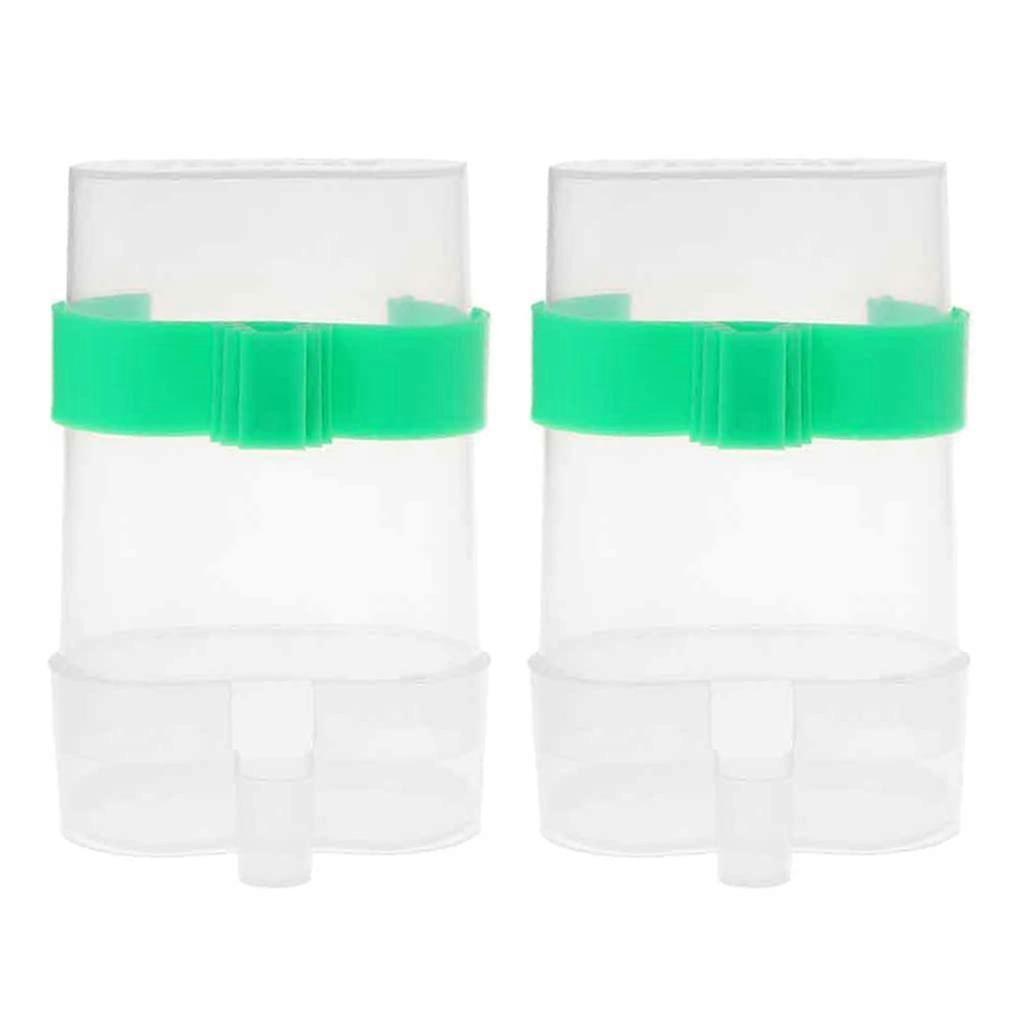 Parrot Water Dispenser 2 Pieces Automatic Drinker for Budgerigars and Parakeets, Clear Container, No Spilling