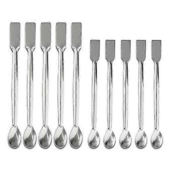 Stainless Steel Lab Spoon 10 Pcs Double Sided Lab Spatula Mini Laboratory Spatula for Reagent Sampling