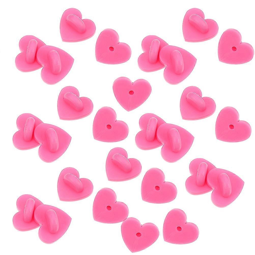 Heart Shape Rubber Brooch Pin Backs for Decoration Pink Color Lightweight and Portable 200 Pieces