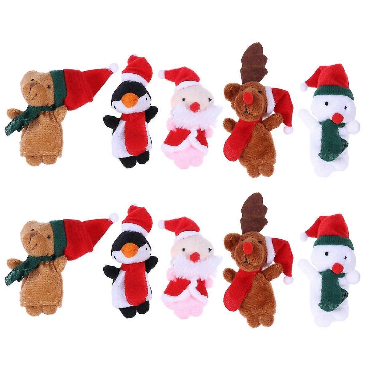 Family And Animal Finger Puppets 10Pcs Fun Hand Toys For Children Small Size Assorted Color For Christmas Travel And Learning