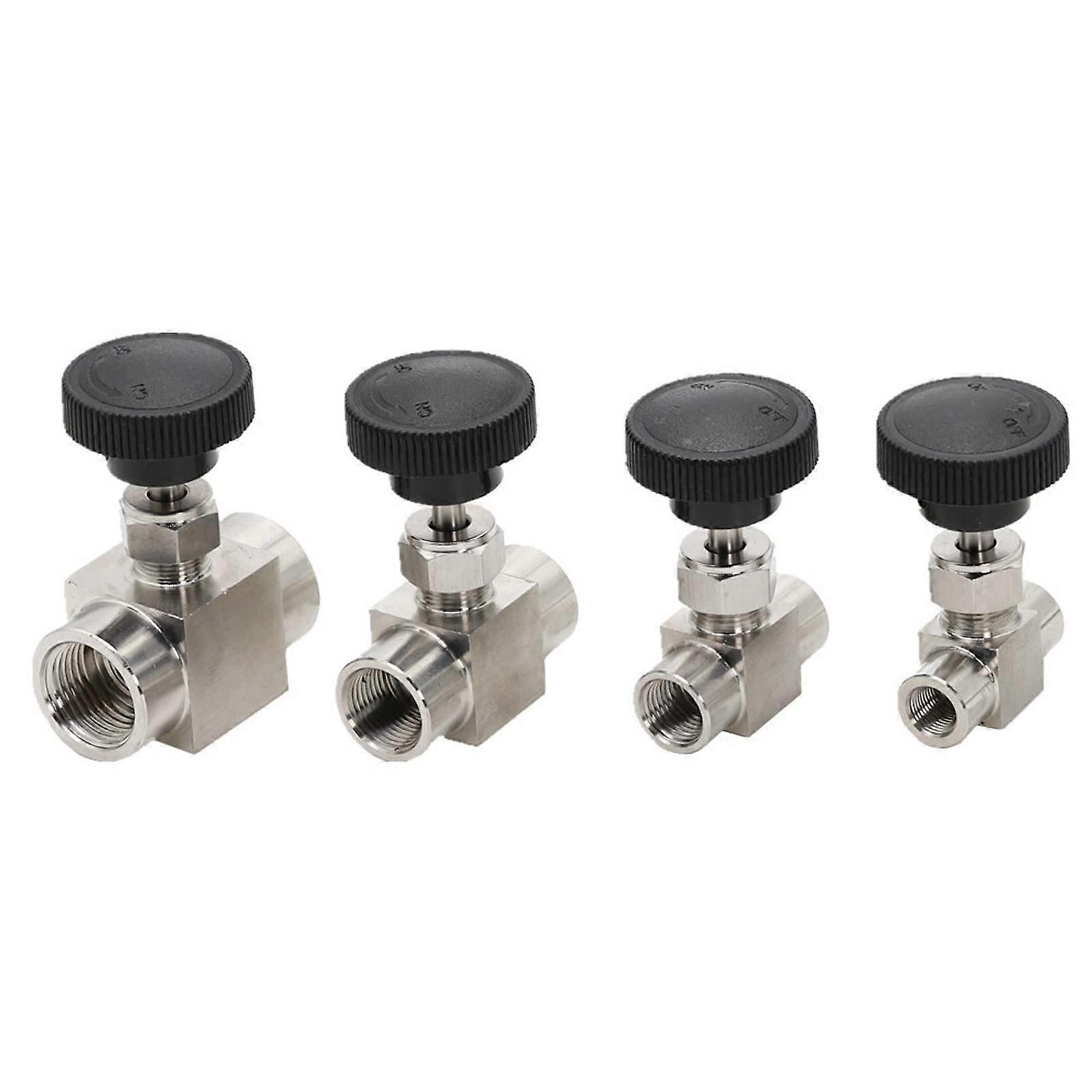 1/8 Quote; 1/4 Quote; 3/8 Notation; 1/2 Quote; Example Same Internal Thread SS 304 Stainless Steel Flow Control Needle Valve 1pc (Size: 1/8')
