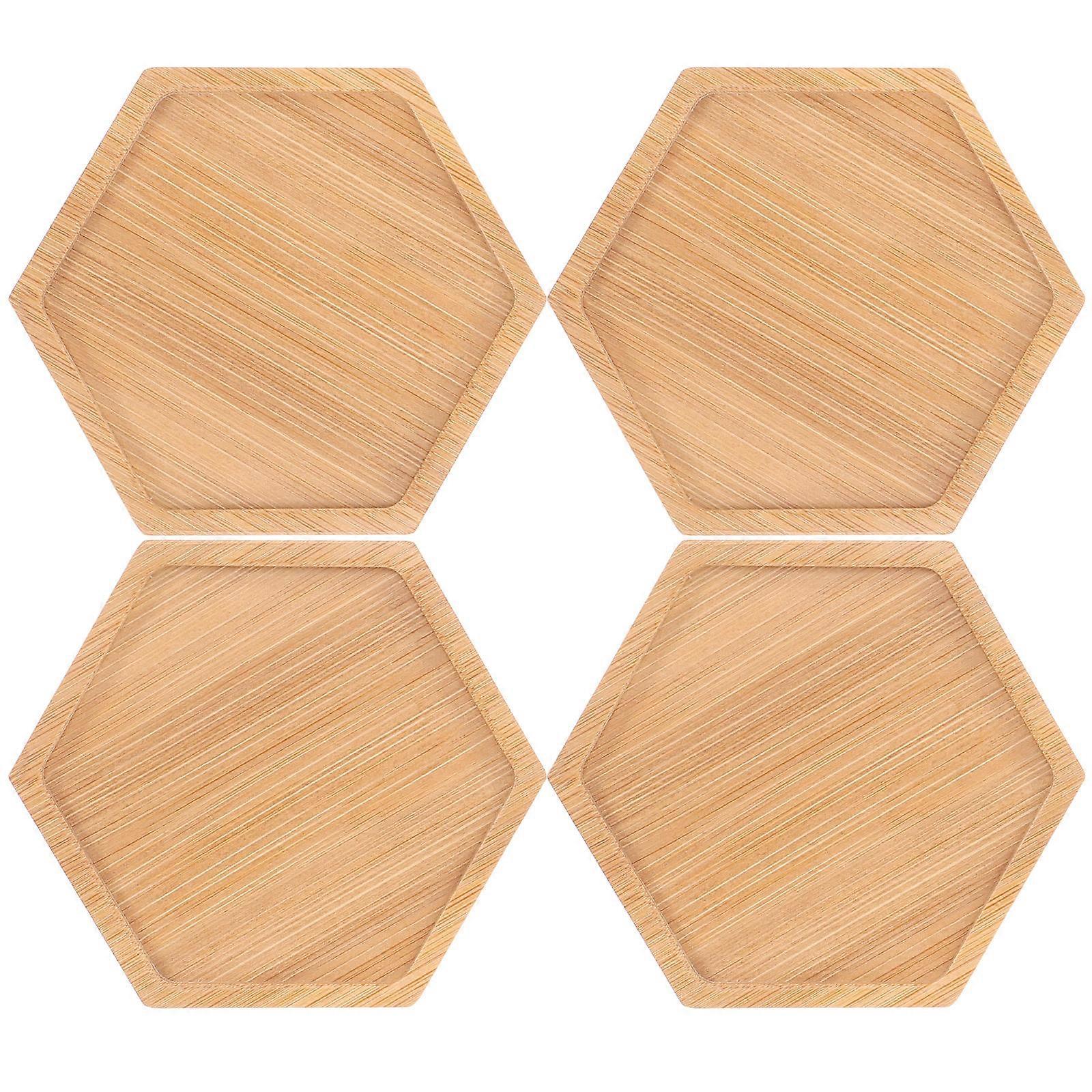 Drinks Coasters 4Pcs Thicken Hexagonal Mug Pads Rustic Style Liquid Protection Insulation Pads Khaki