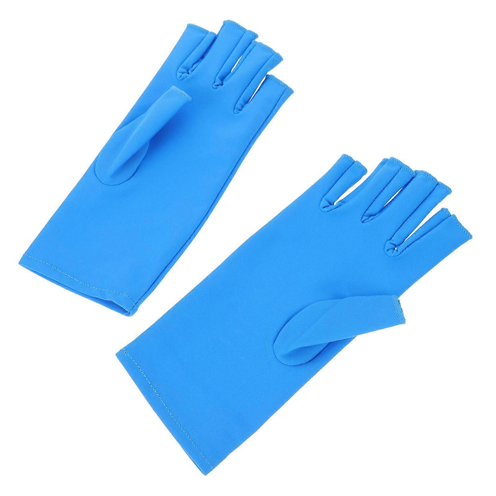 Nail Art Treatments Fingerless Gloves For Hands Featuring UV Protection Size 20X8X0.4CM Light Blue Color 1 Pair