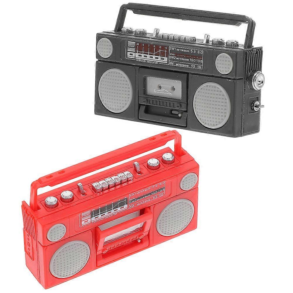 Mini House Radio Models 2Pack Retro Decorative Accessory Ideal For Kids Assorted Decoration