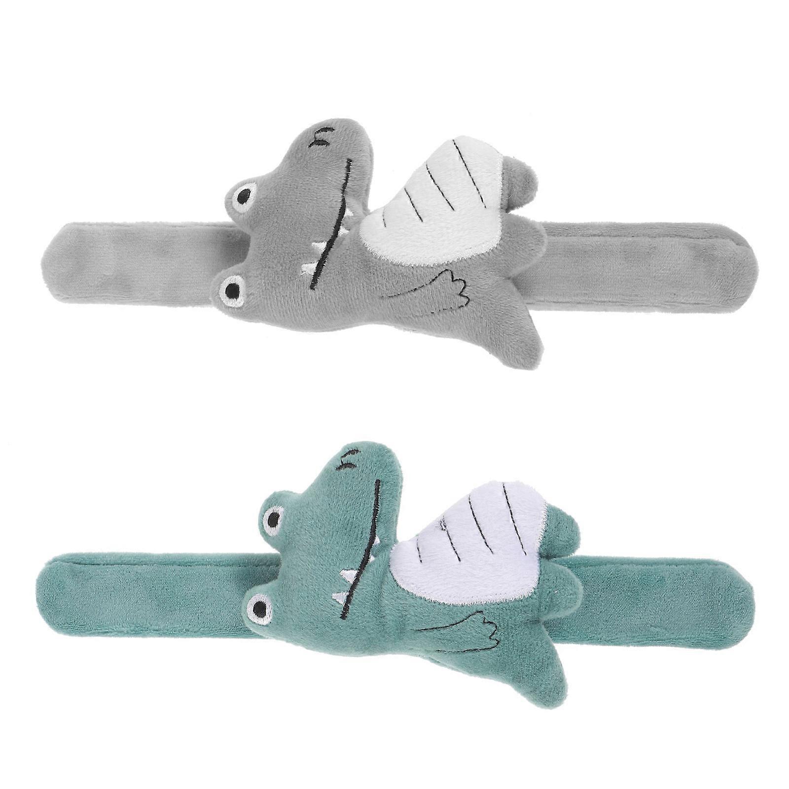 2Pcs Plush Slap Wrist Bracelets With Animal Shape For Children Jungle Theme Decorative Toy 11X8cm