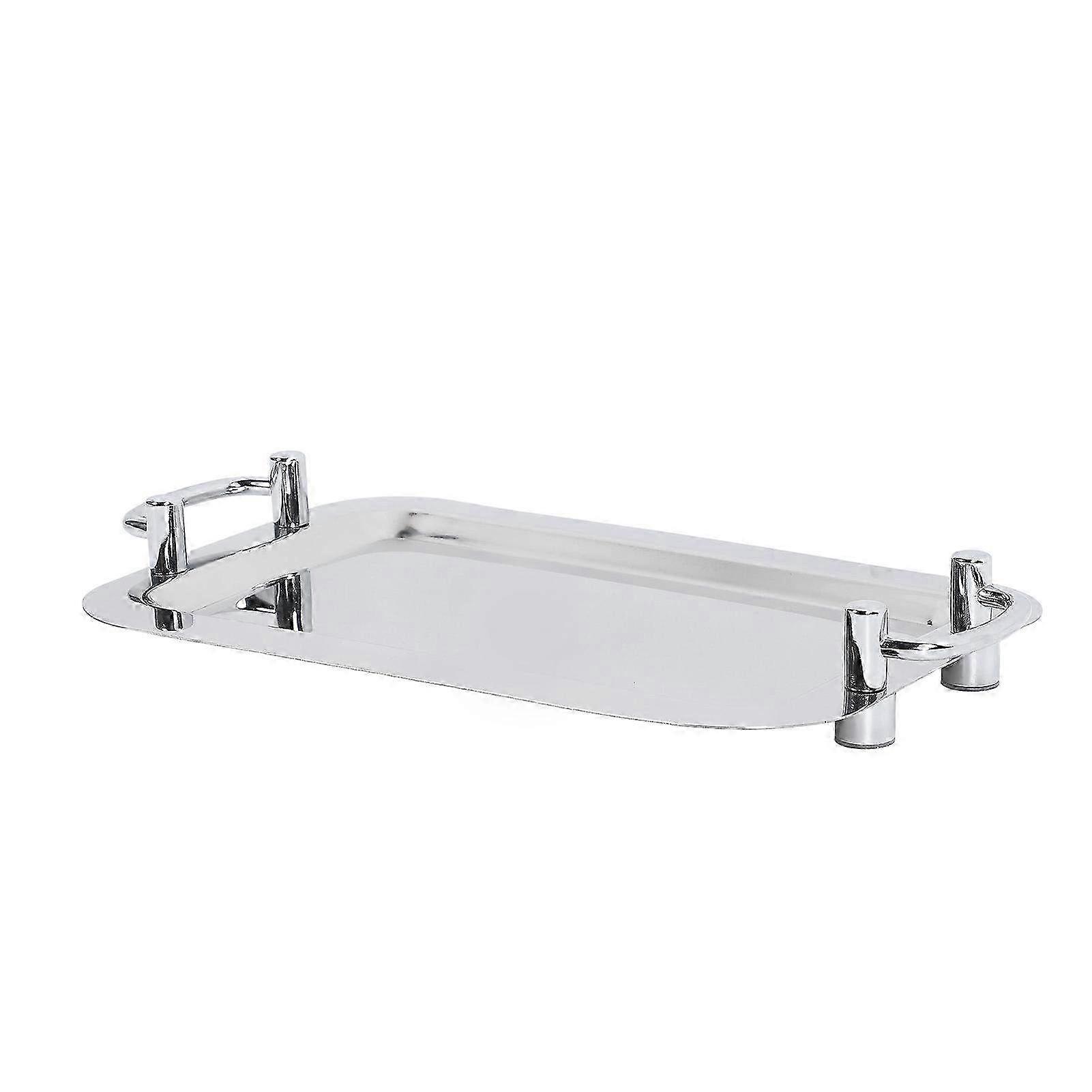 Bright Mirror Finish Stainless Steel Buffet Serving Tray with Handle - Square Tray for Hotel, Restaurant, & Banquet (43cm/16.93in)