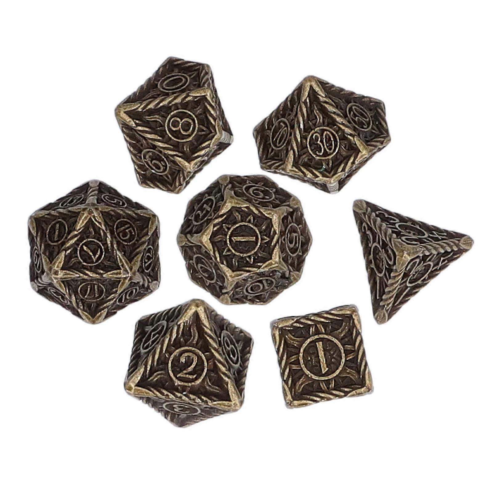 Metal Polyhedral Game Dice Exquisite Engraved Pattern nced Rolls Clear Number Board Game Polyhedral Dice for Role Playing