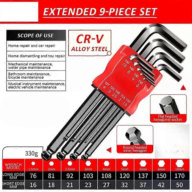 Allen Key SetAllen Hex Wrench Screwdriver Set With Sleev Universal Torque Long Metric for Motorcycles Bicycles