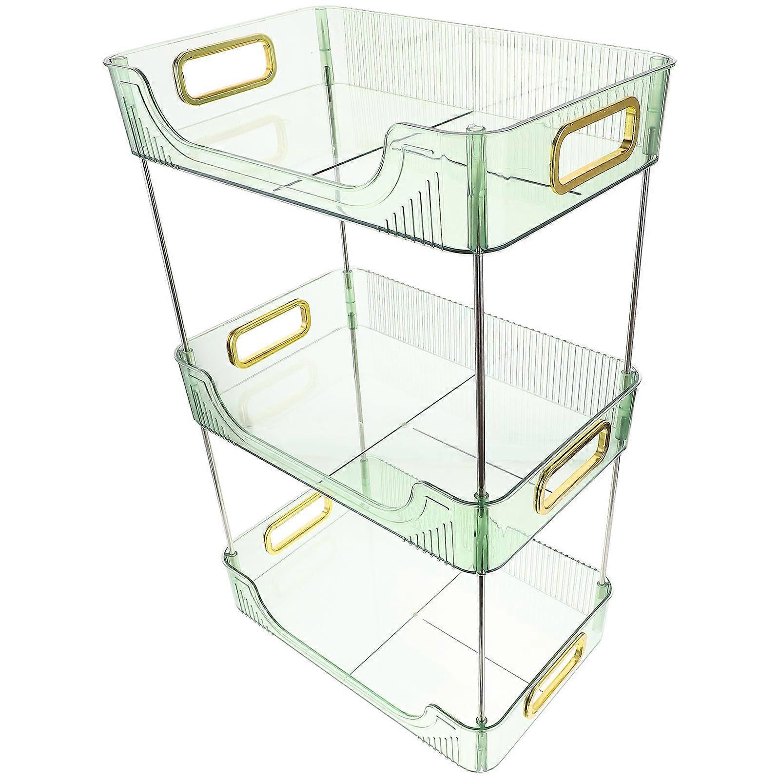 Green Multipurpose Bathroom Counter Organizer with Excellent Texture for Storage PET and Stainless Steel 3 Layers