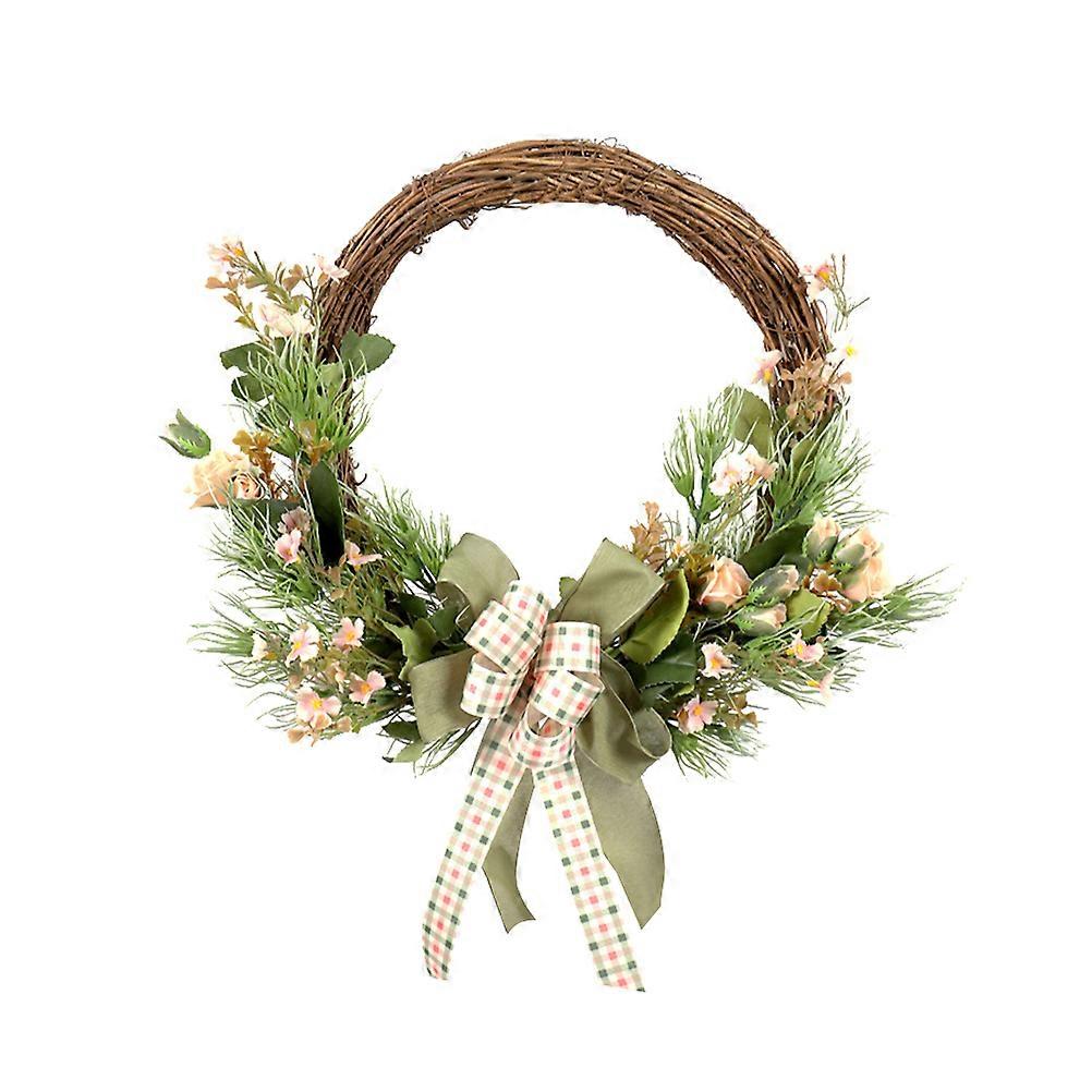 Lifelike Artificial Wreath Hanging Decor For Front Door And Home Decoration In Green Color With Rustic Appearance 1Pc