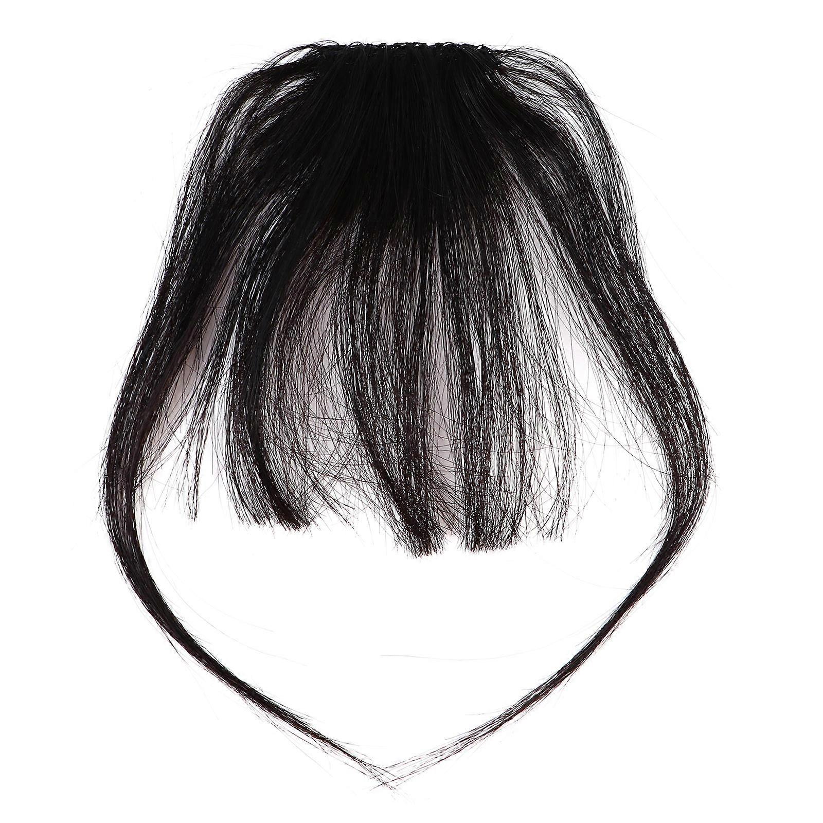 Adjustable Clip Front Hair Bangs for Women Black Synthetic Material Suitable for Daily Party Occasions 7 inches