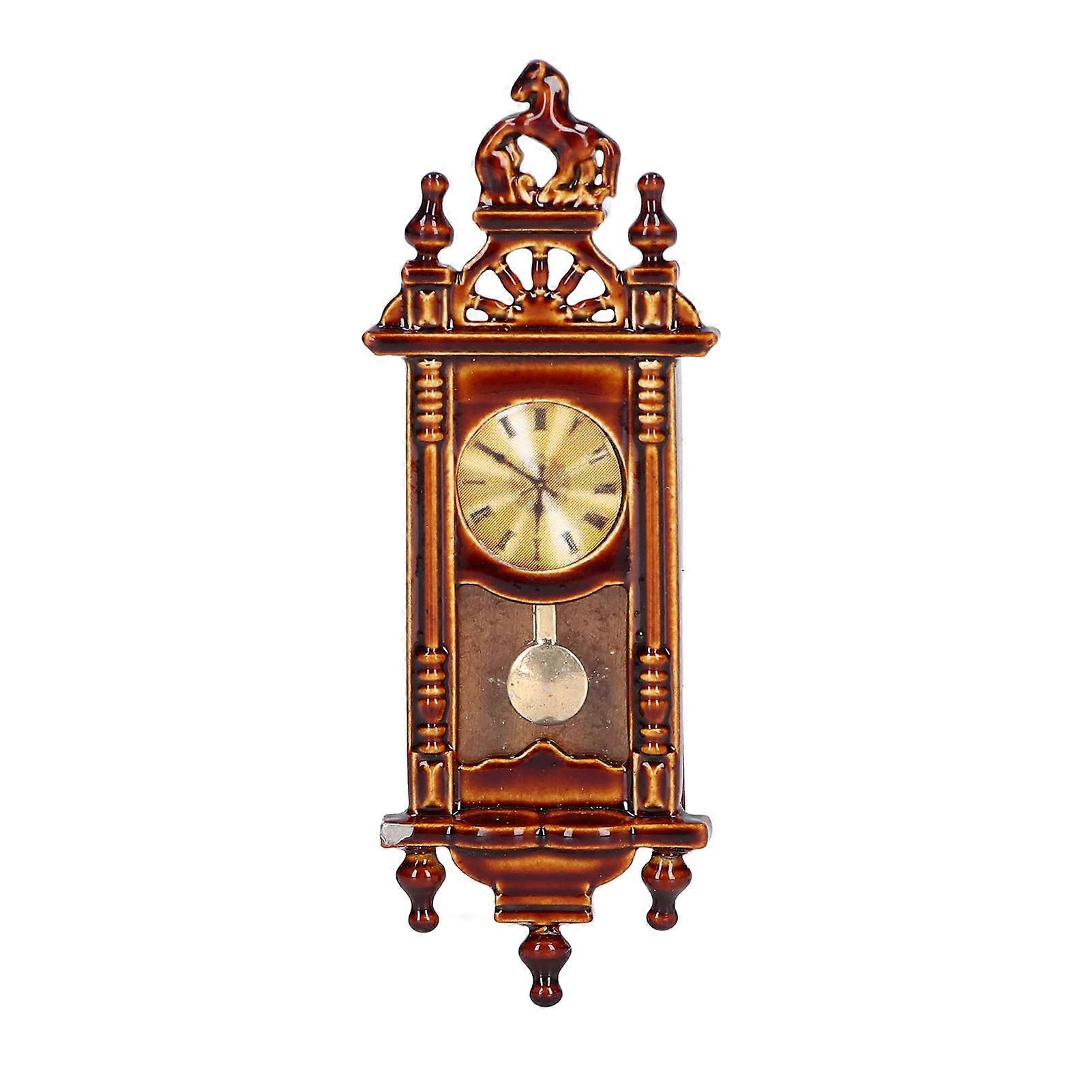 1:12 Scale Vintage Dollhouse Clock Wooden Alloy Elegant Miniature Doll House Decoration