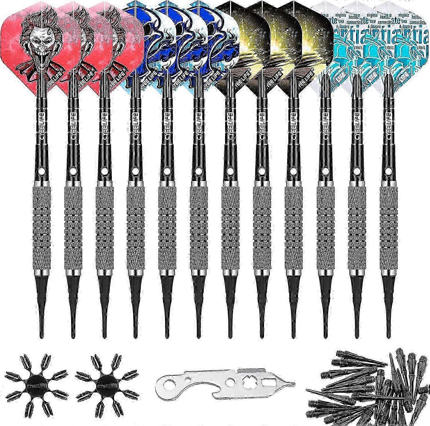 Complete 12g Soft Tip Dart Kit with Aluminium Shafts & Essential Accessories