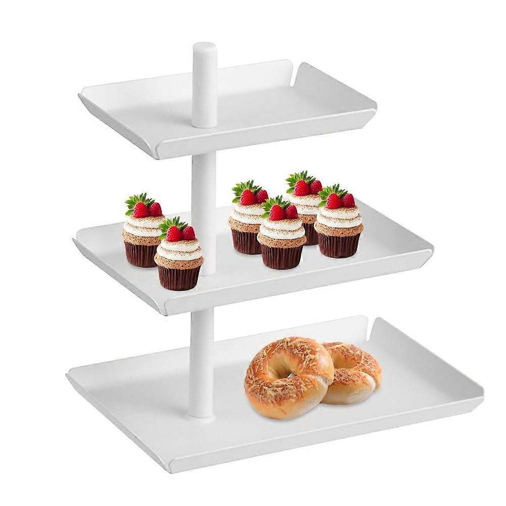 3 Tier Cake Stand White, 360° Rotating Fruit and Dessert Display Stand for Parties, Pastries, Biscuits, and Fruit