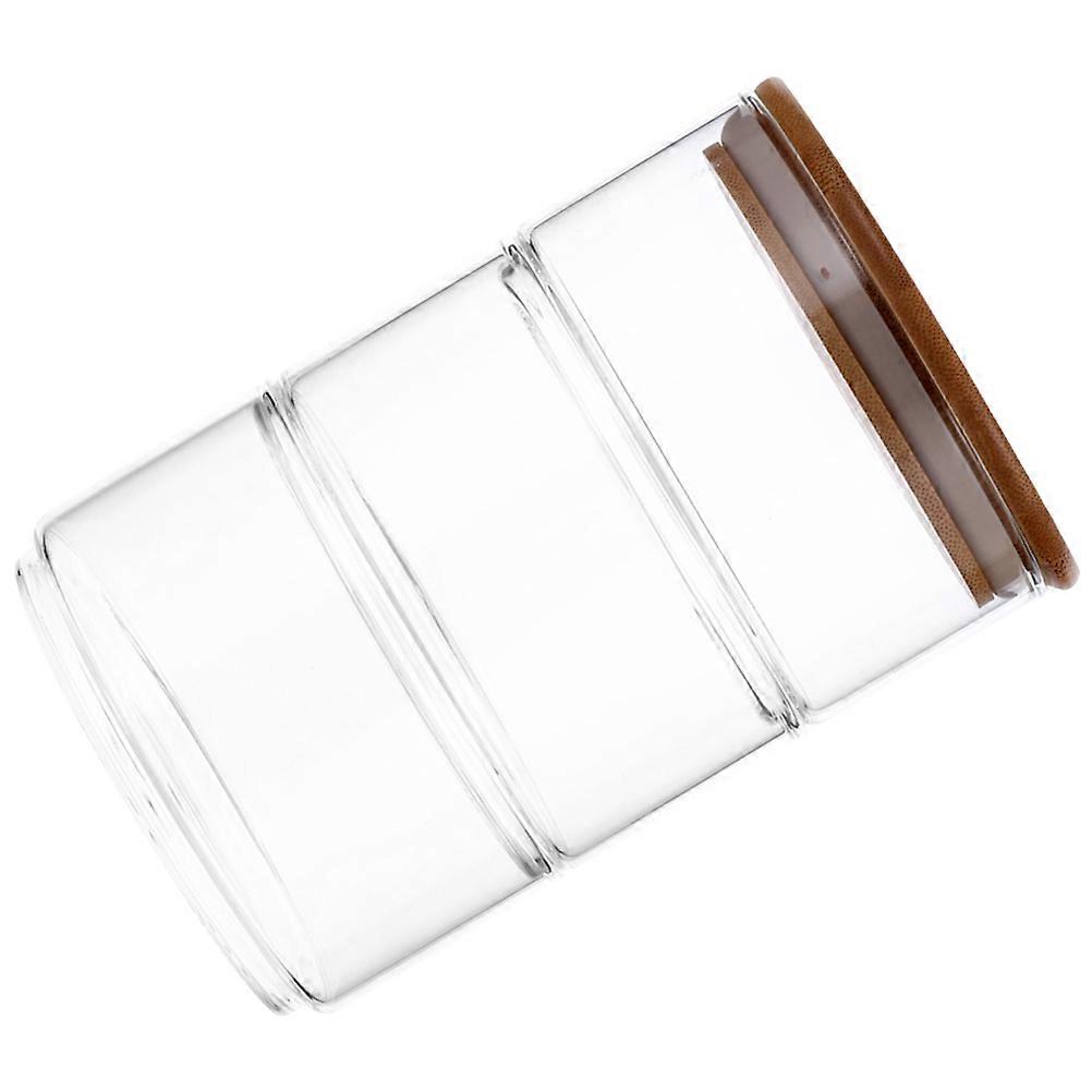 Glass Jars with Bamboo Lid for Storage Use Transparent 3-Layer Stackable Kitchen Bathroom Pantry