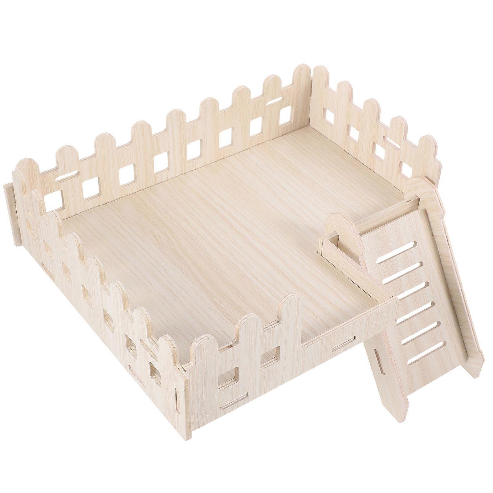 Wooden Hamster Platform Toy for Small Pets Beige DIY Fun and Safe Environment 1 Set
