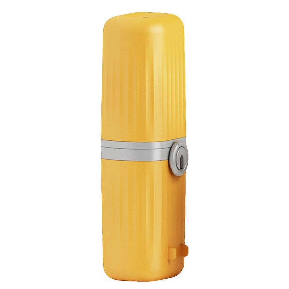 Travel Toothbrush Holder with PP and Magnet Material for Home Use Yellow Color Keeps Items Clean