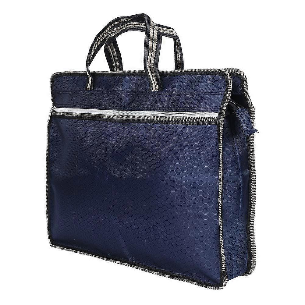 Waterproof Oxford Briefcase with Zipper, Business Tote for Meetings, Documents (Blue)