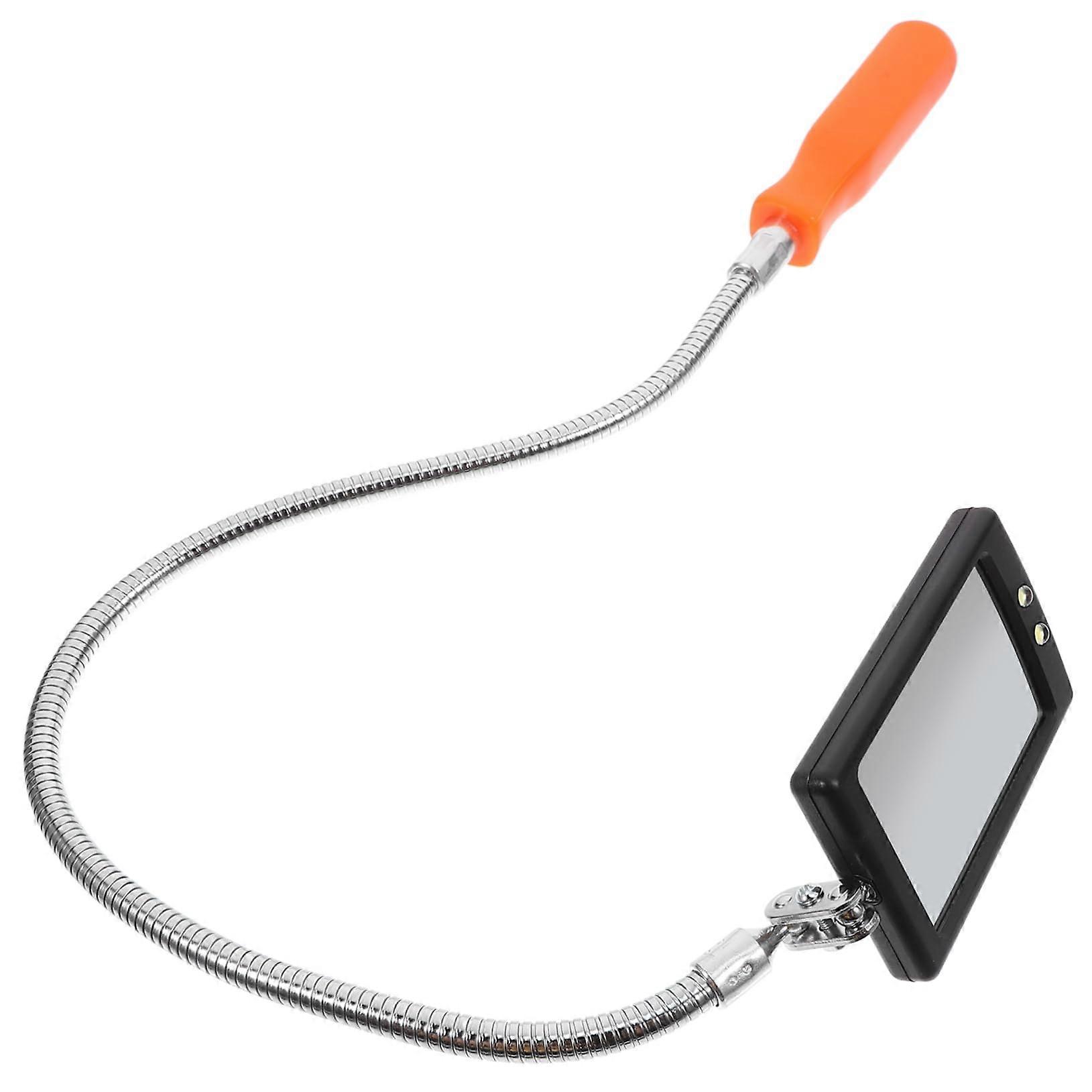 LED Inspection Mirror Portable Under Car Tool with Flexible Stainless Steel Handle and Mini Flashing Lamp for Mechanics