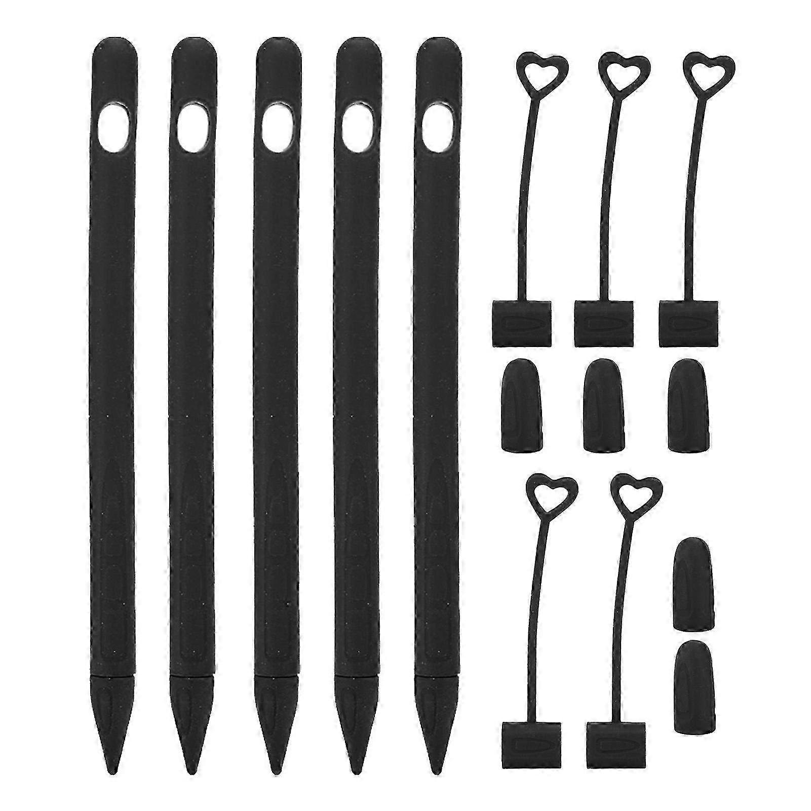 Soft Silicone Stylus Pen Sleeve and Protective Cover for iOS Pencil - Anti-Slip Touch Pen Case in Black Color