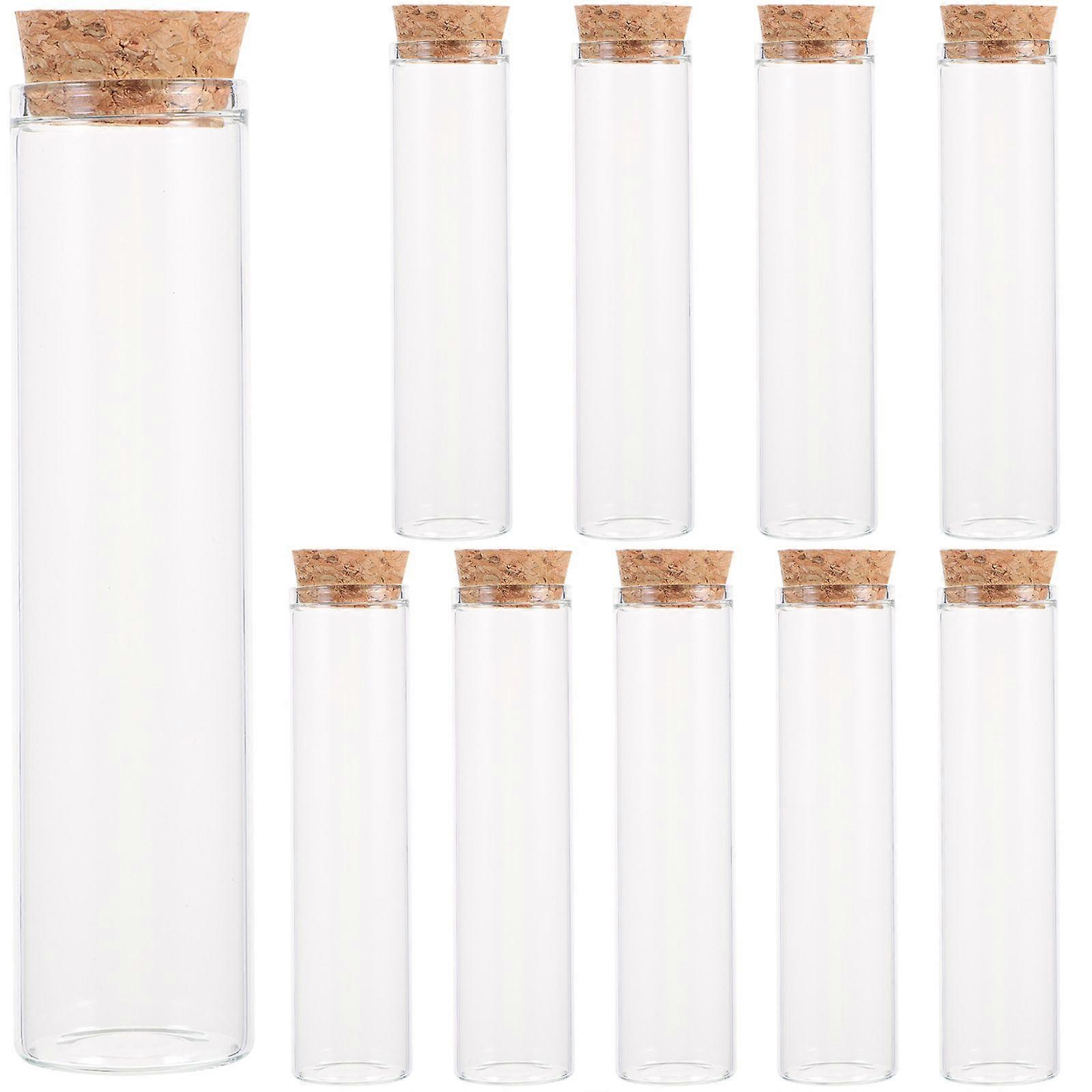 10pcs Cork Borosilicate Glass Storage Test Tubes Multifunctional Test Bottles