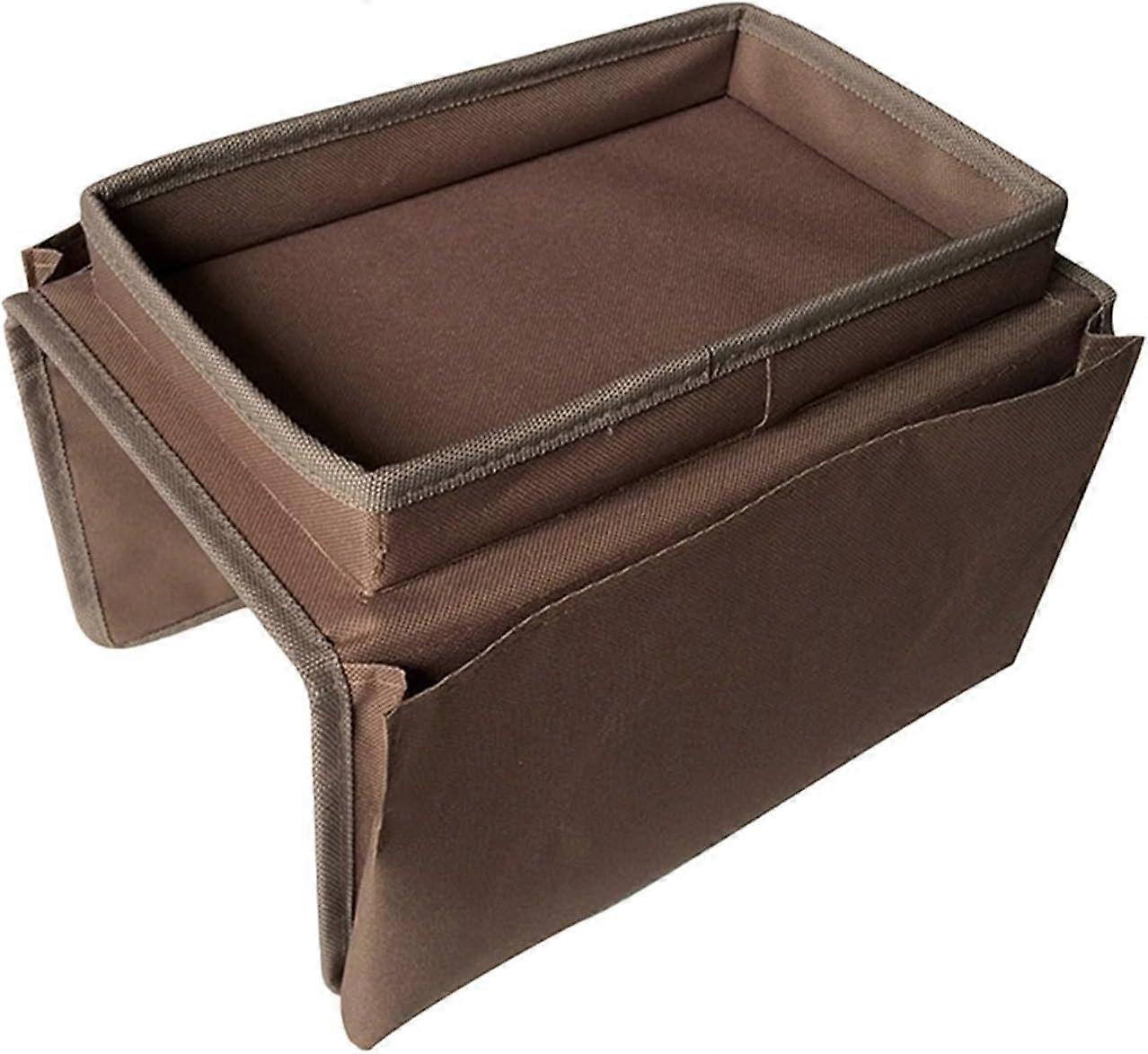Sofa Arm Table Tray,Hanging Organizer,Storage Pockets Sofa Cup Holder (Color : Armrest Sofa Brown)