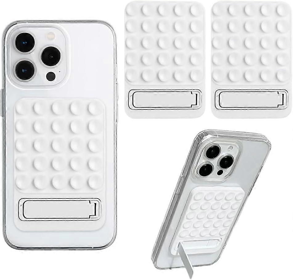 2 Piece Multifunctional Silicone Magnetic Cell Phone Holder Set Portable Folding Design Suitable for Many Models White
