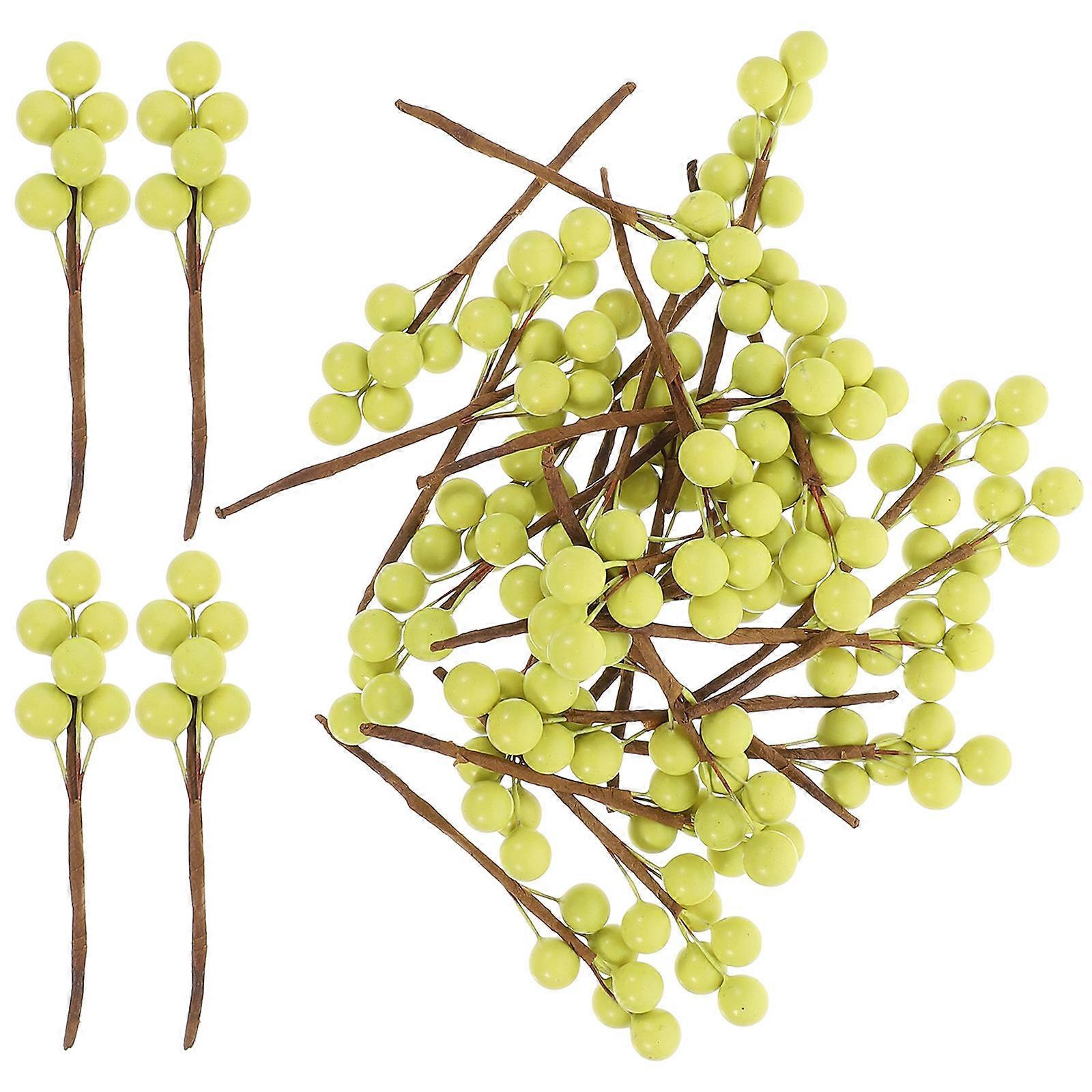 Artificial Berry Twigs Christmas Tree Ornaments Light Green Wrapped Wire Christmas Event 30Pcs