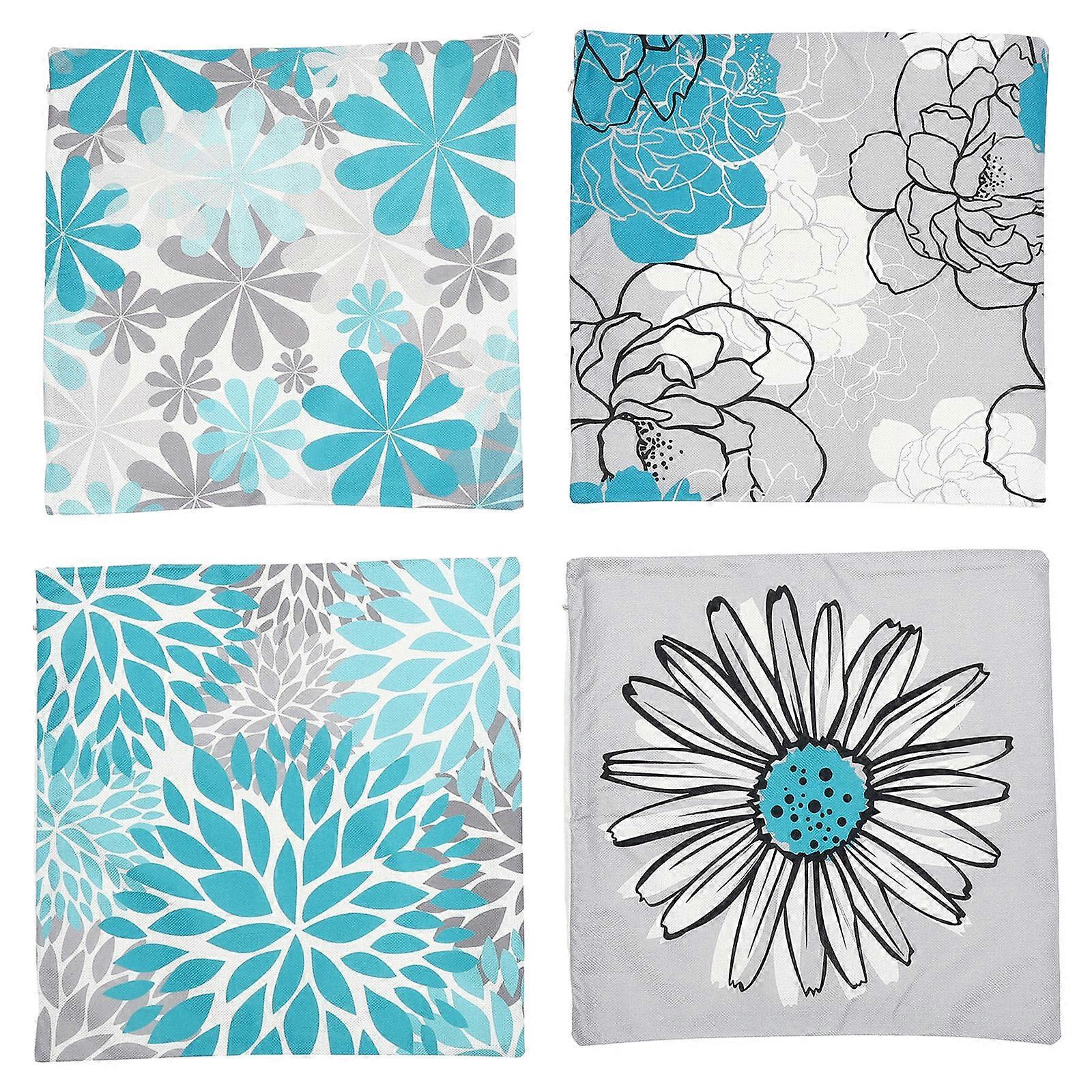 Decorative Square Pillow Covers for Couch Bed Assorted Color Linen Fabric Gift 4Pcs
