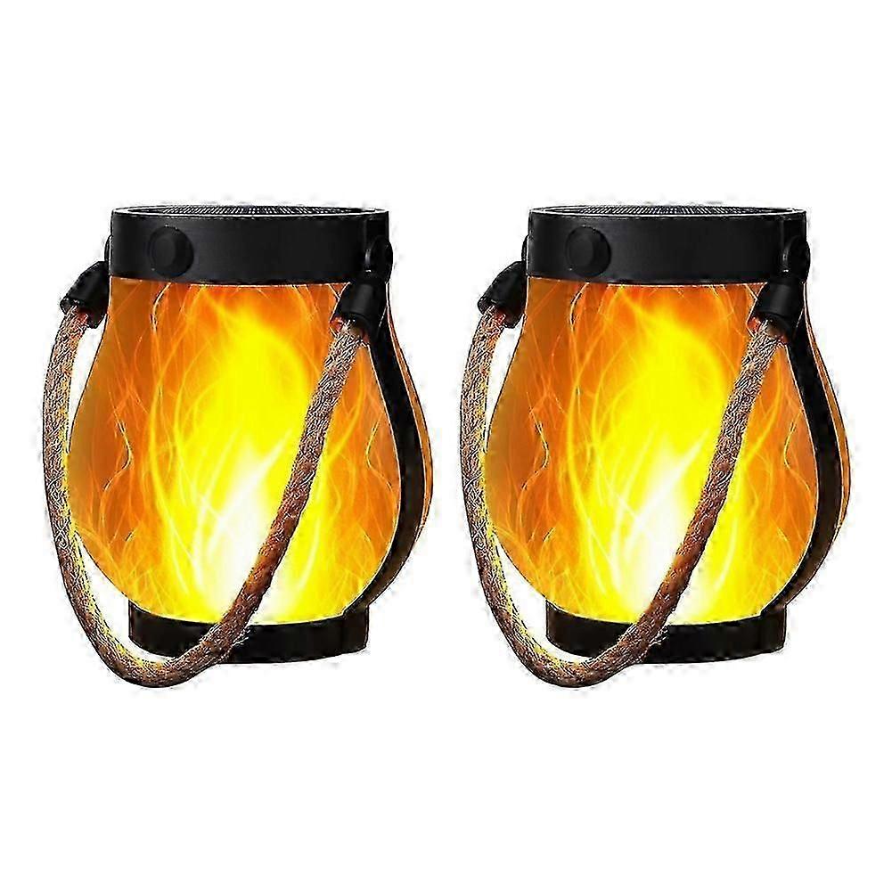 Solar Lanterns Lights Flickering Flame Garden Lights With Dual Charging Usb Solar Outdoor Waterproof Hanging Lantern