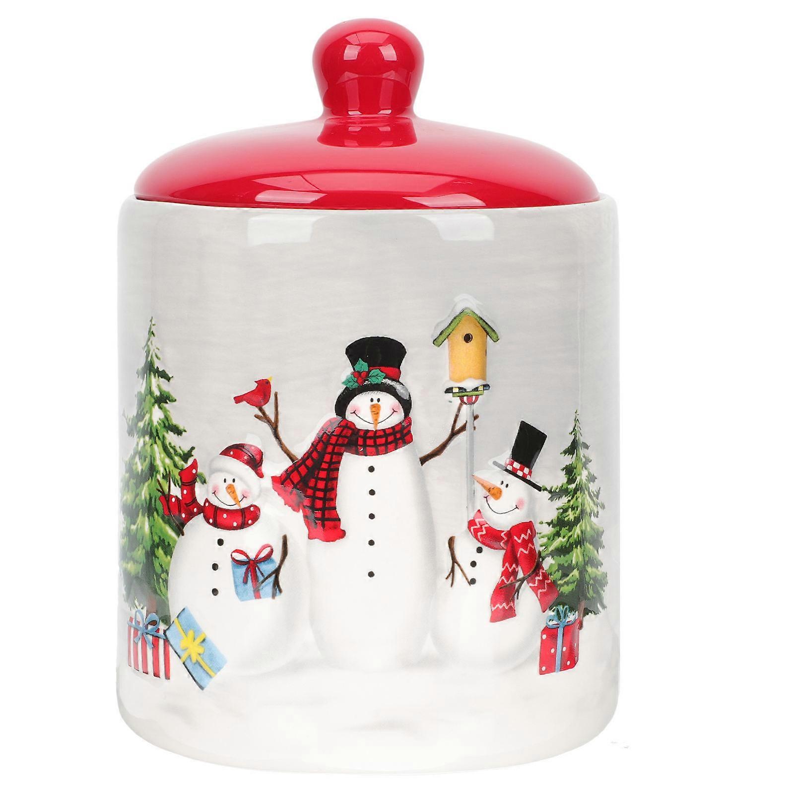 Ceramic Airtight Food Storage Jar for Christmas Cookies, Candy, Sweets, and Snacks – Large Decorative Kitchen Canister for Biscuits, Dried Fruits,