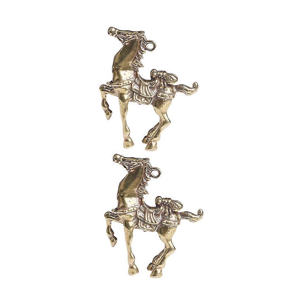 友人のためのキーホルダーホース真鍮ペンダントクラフト愛好家頑丈な真鍮素材2個