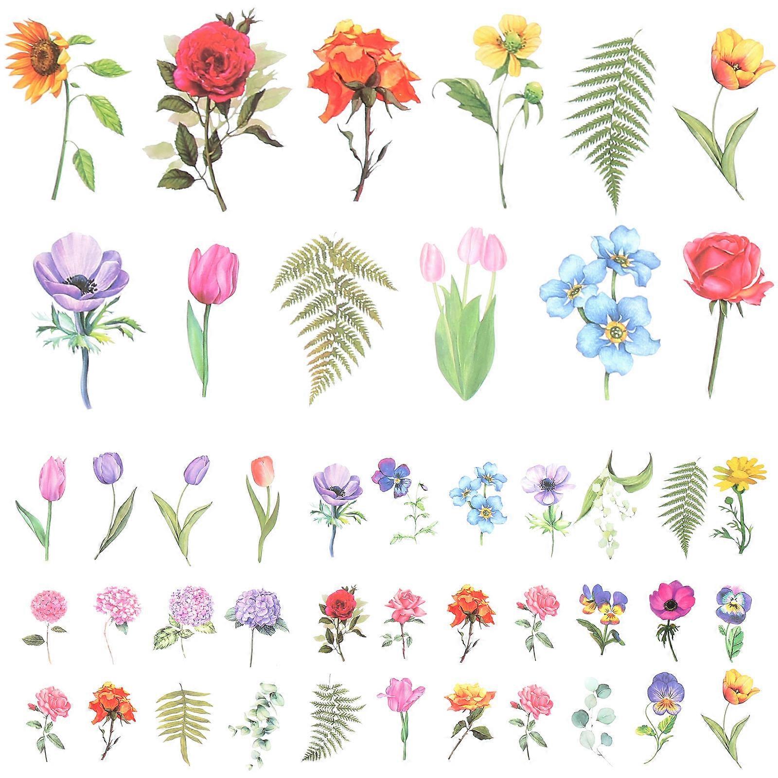 Pressed Flower Plant Sticker for Crafting Pet Material Assorted Color 6packs