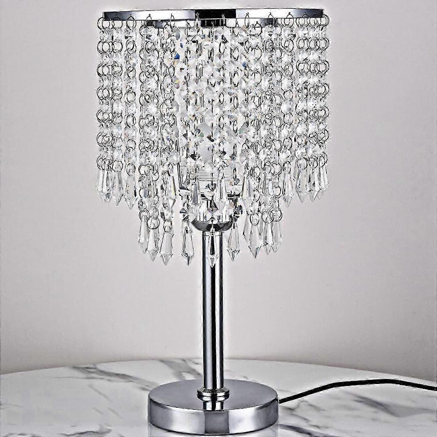 Crystal Glass Bedside Lamp, Crystal Table Lamp, Home Table Lampshade with Round E27 Bedside Lamp for