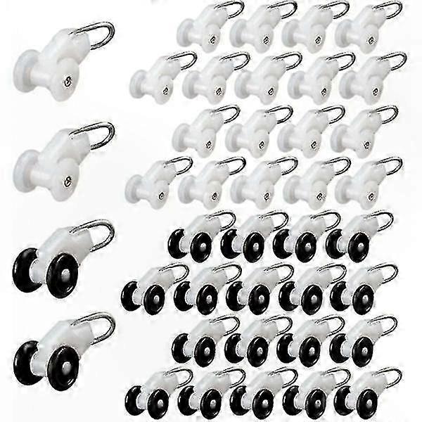 40-Pack Durable Glider Rollers for Pergola Curtain Tracks, Smooth Sliding Hook Rail Accessory
