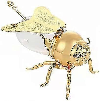 Honey Pot With Dipper And Lid, Clear Glass Honey Jar, Large Decorative Storage Jar, Gold