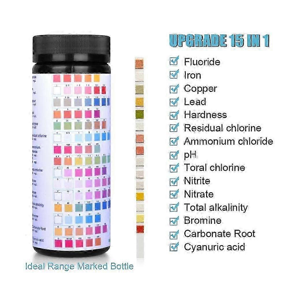 16-in-1 swimming pool test strips pH chlorine