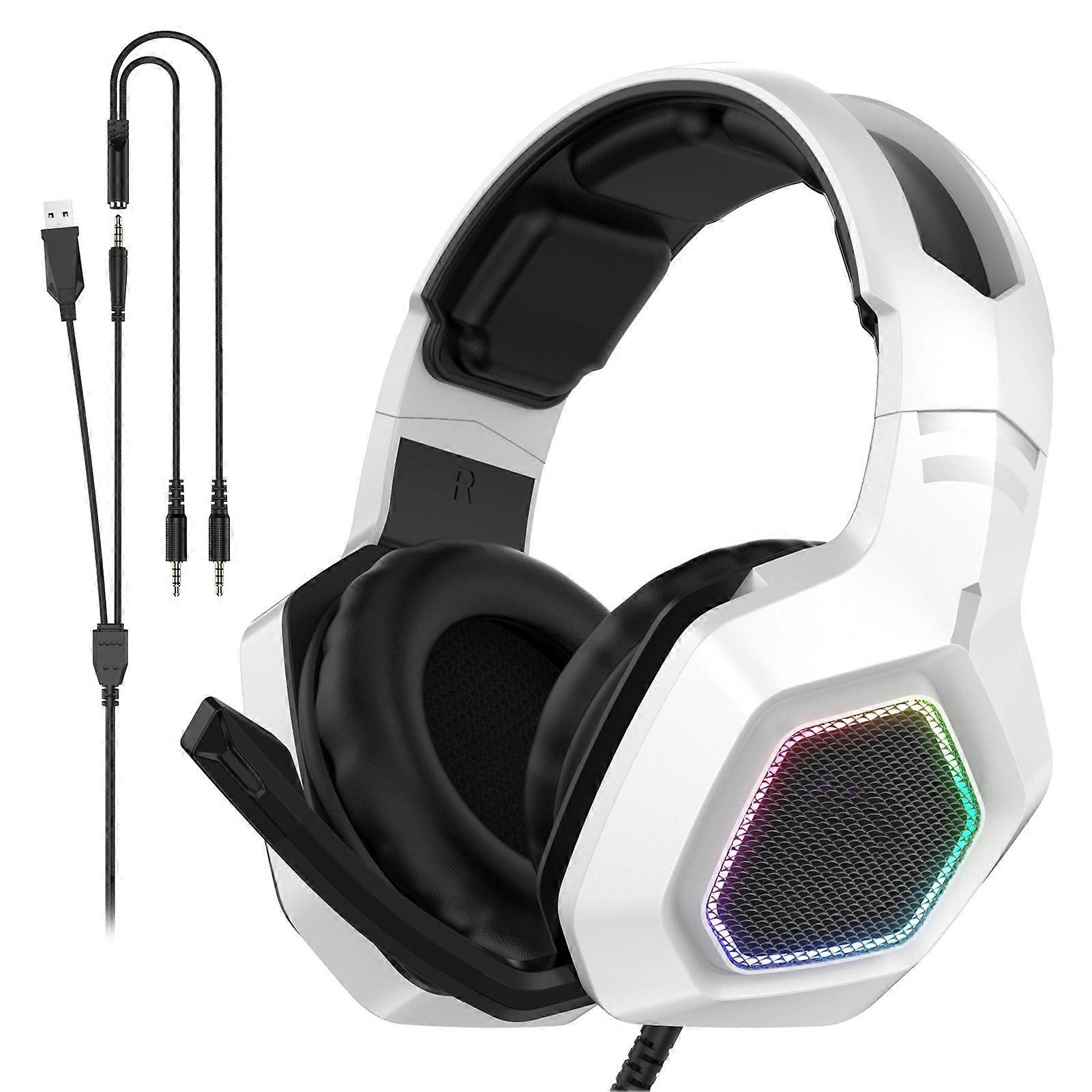 Immersive Bass Stereo Gaming Headset for PS4 & PC - Comfortable, Durable, Portable, White