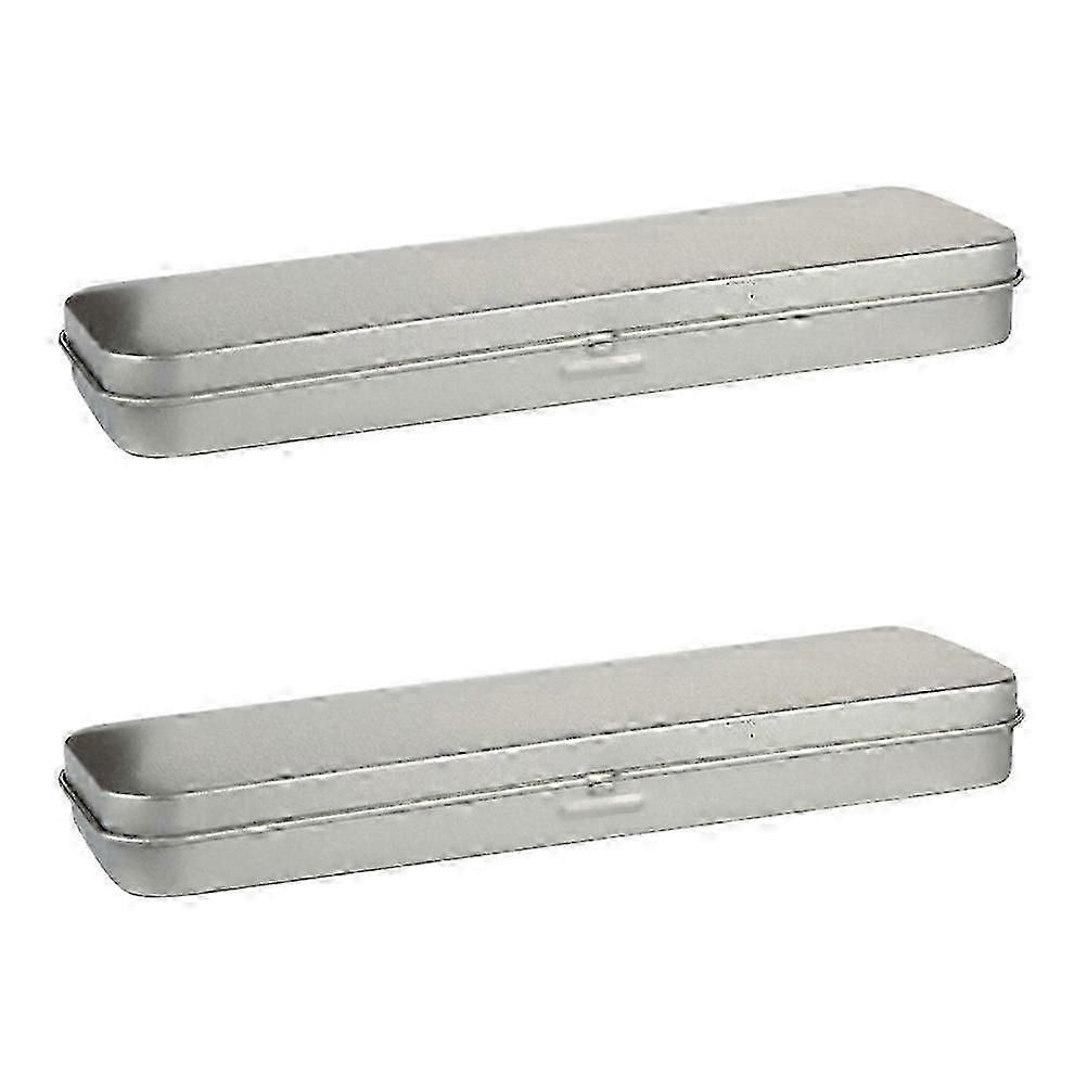 2-Pack Tin Pencil Boxes, Multi-Function Pen Organizers for Home & School Use