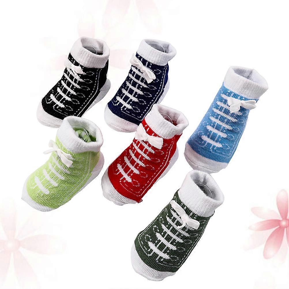 6 Pairs Creative Shoe Shape Baby Socks Made of Cotton for Newborns Within 1 Year Old