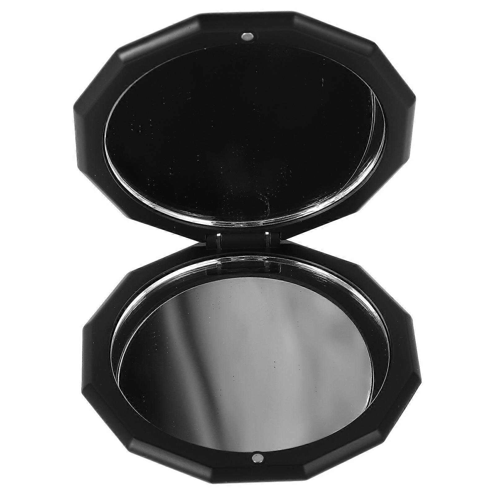 Portable Small Mirror For Travel And Daily Use Polygonal Shape Black Acrylic Material Protection 1Pcs