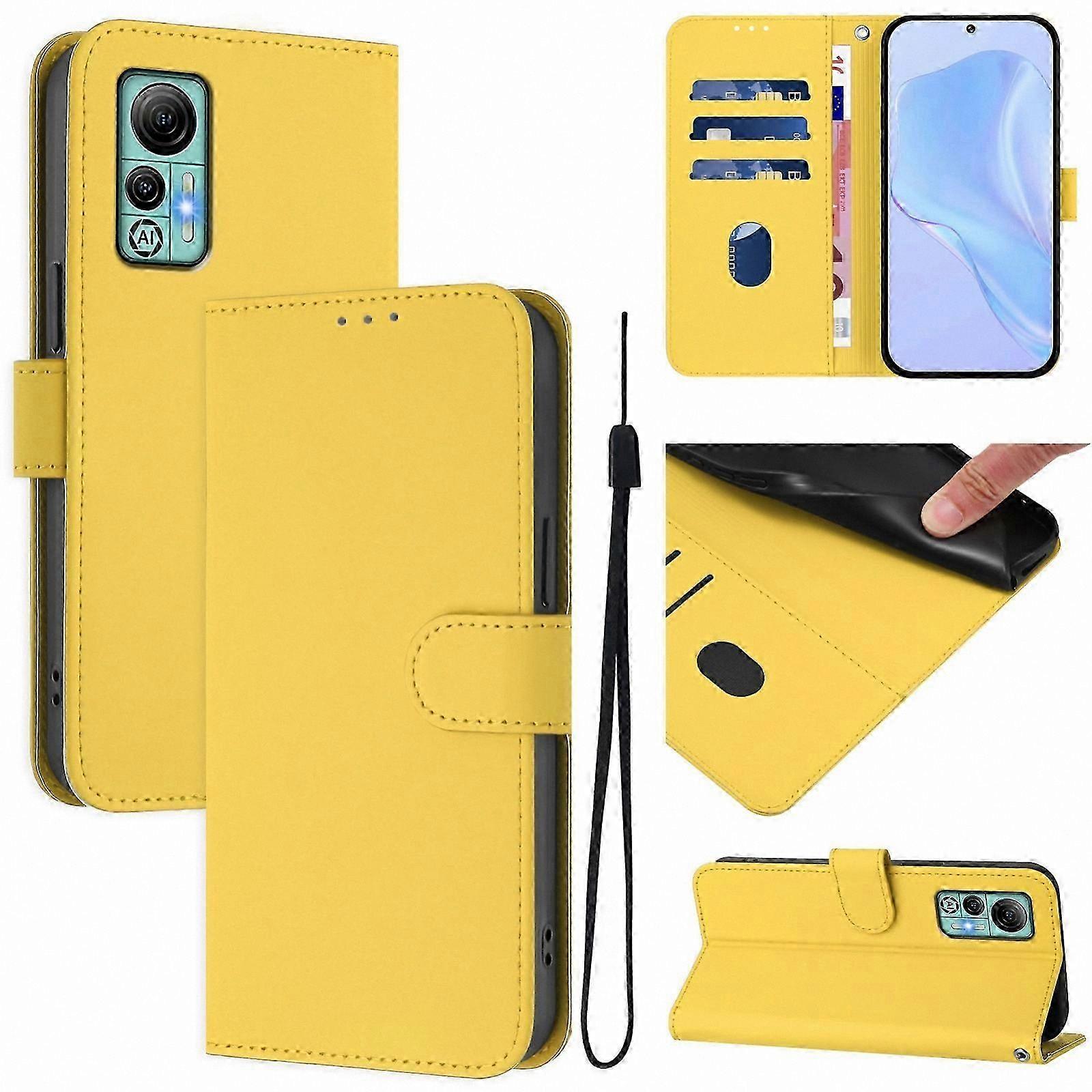 Solid Color Leather Phone Case with Lanyard for Comfortable Grip