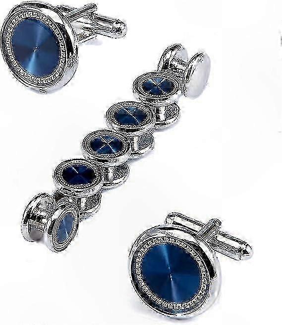 Formal Suit Accessories Kit - 1 Pair Cufflinks & 3 Pairs Tuxedo Studs for Men
