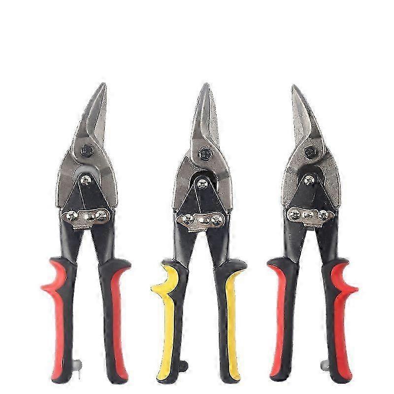 2er Pack Aviation Scheren Set Geschmiedete Klinge Versatz (linke Biegung + rechte Biegung 250mm rot)